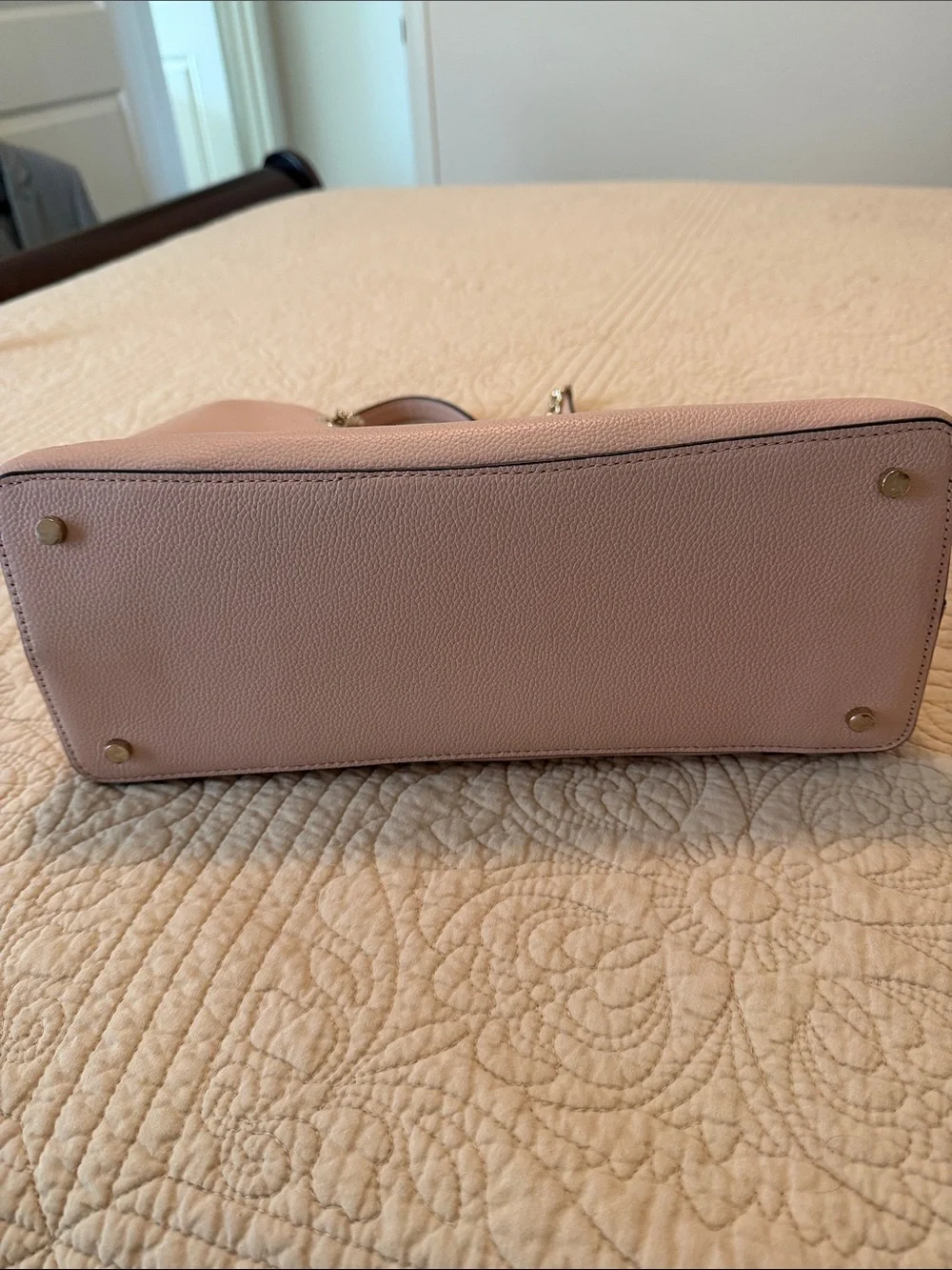 kate spade Blush Pink Pebbled Leather Shoulder Bag with Gold Chain